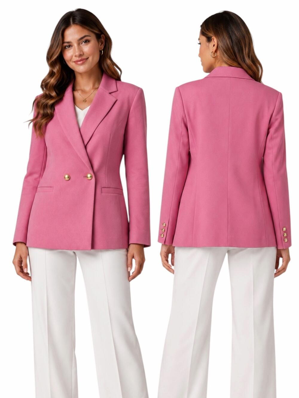 Talbots Double Knit Long Blazer Jacket Double Breasted Pink Size 22W